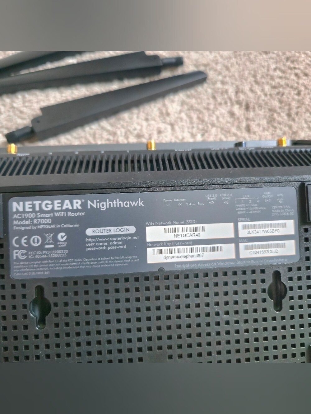 NETGEAR Nighthawk AC1900 Smart WiFi Router R7000 Dual Core Processor 1GHz - Picture 4 of 6